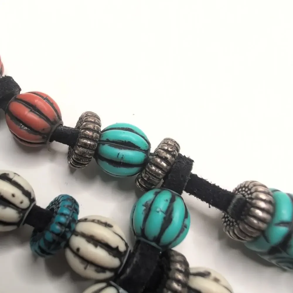 Tribal Style Faux Turquoise Beaded Necklace Surf‎ Beach Boho Fairy Coquette